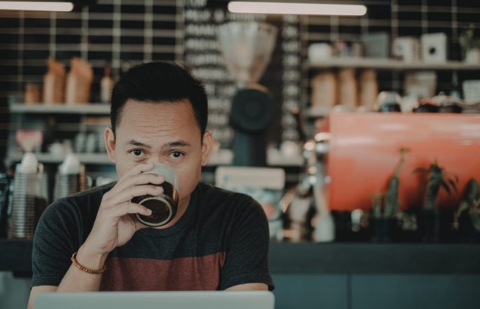 Person drinking coffee